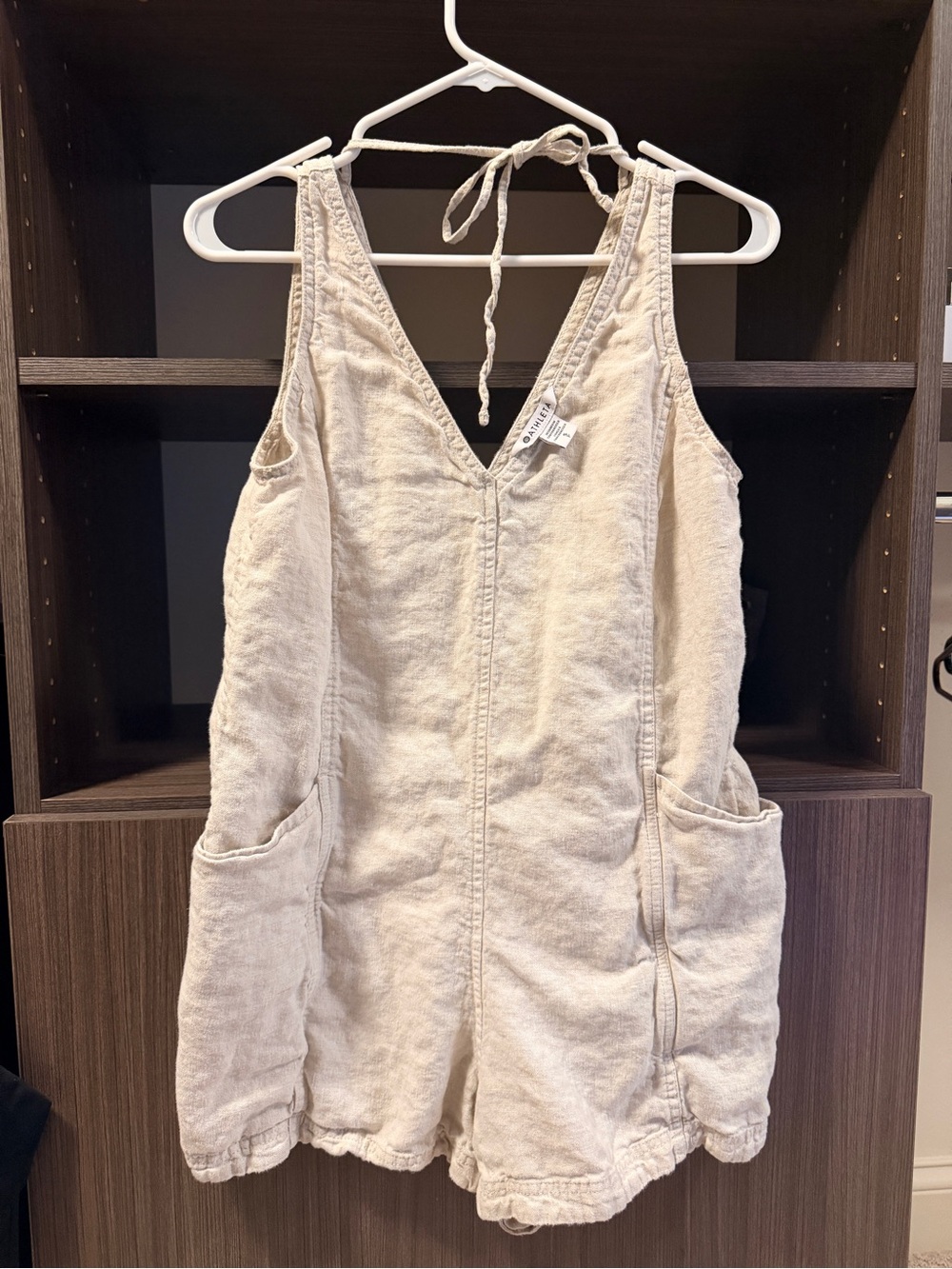 Athleta Cream Linen Romper